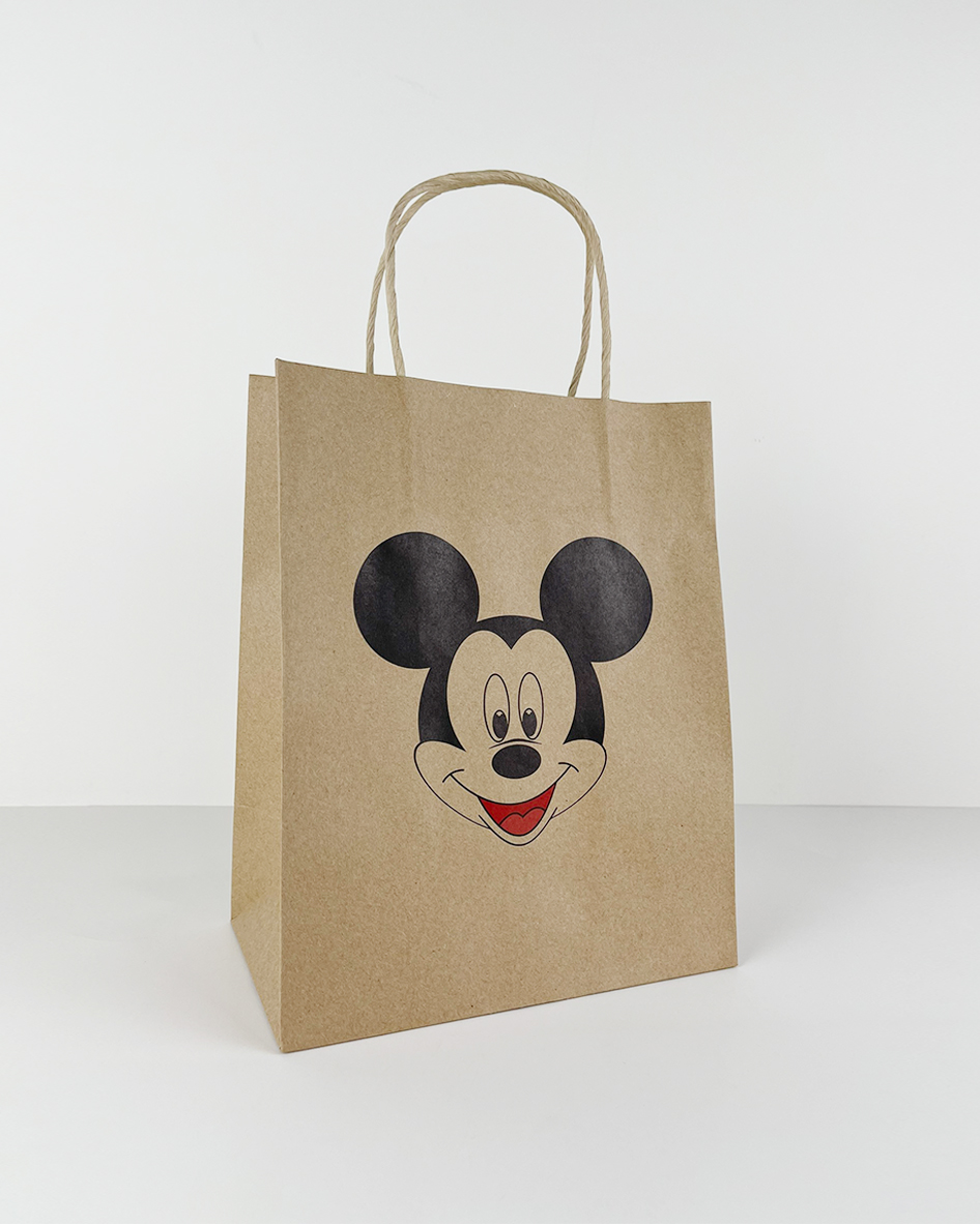 Túi giấy Kraft Nâu hình chuột Mickey. Combo 10 cái