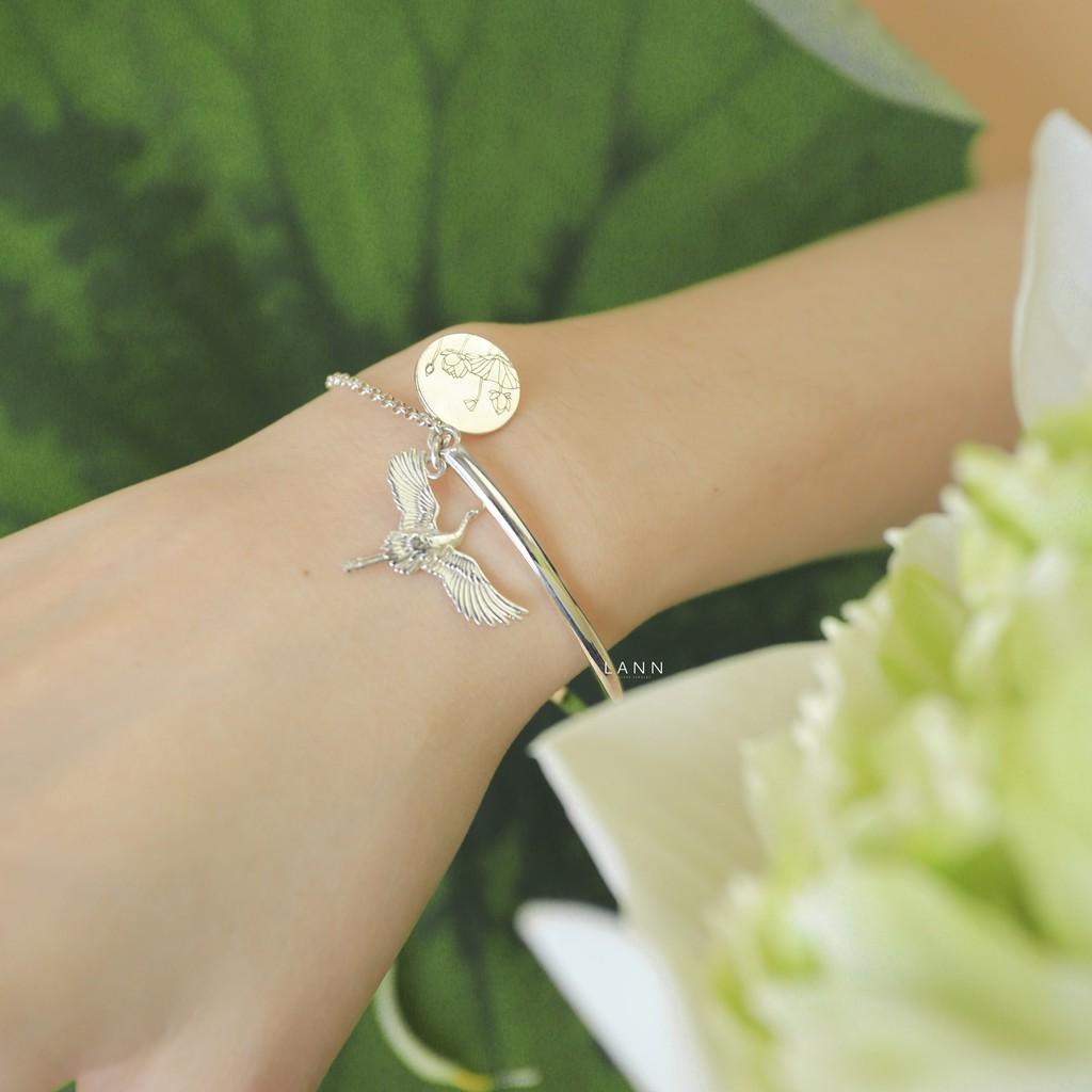 Kiềng nửa dây xích - charm hạc S925 LANN