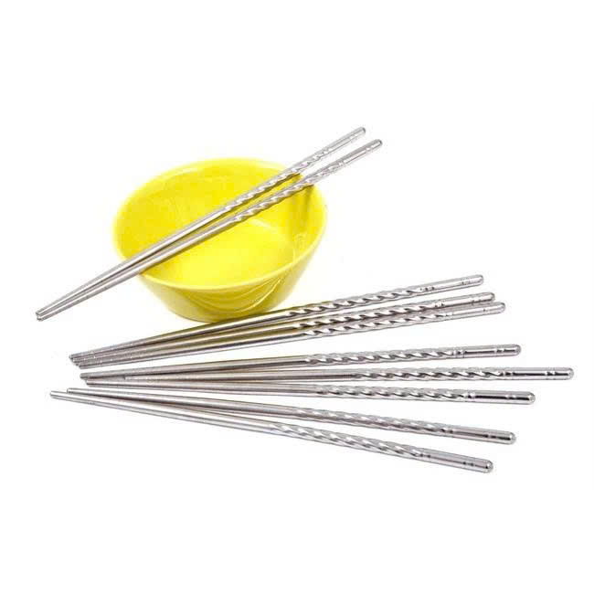 Set 2 vĩ  đũa Inox 304 chống trượt, chống ẩm mốc, chống cong vênh dễ dàng vệ sinh, vỉ 5 đôi đũa xoắn chống bỏng