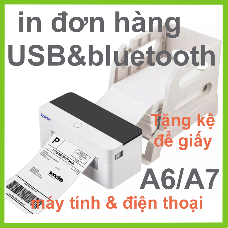 Máy In Nhiệt Xprinter - In Đơn Hàng TMĐT, Hóa Đơn Vận Chuyển, Tem Nhãn Mã Vạch, Phiếu Gửi, Logo Không Cần Mực, Bill Thanh Toán, Mini Code, Bar Code - Tốc Độ 1s/đơn, Có Thể Dán Ngay - Kết Nối USB và Bluetooth - Hàng Chính Hãng