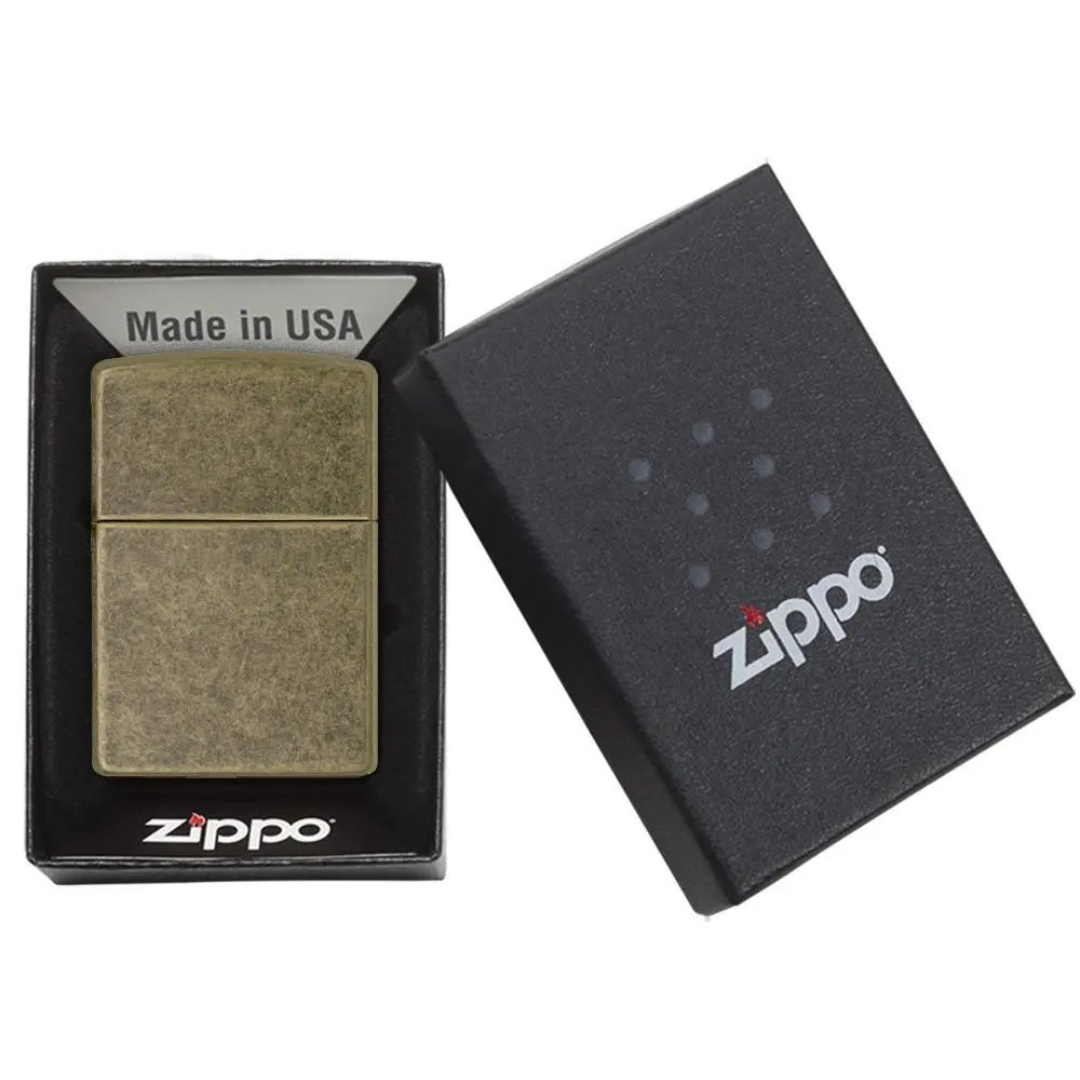 Bật lửa Zippo Antique Brass - Dòng Đồng Giả Cổ Chính Hãng Mỹ, Vỏ Đồng Thau Bền Bỉ, Phong Cách Retro Bụi Bặm