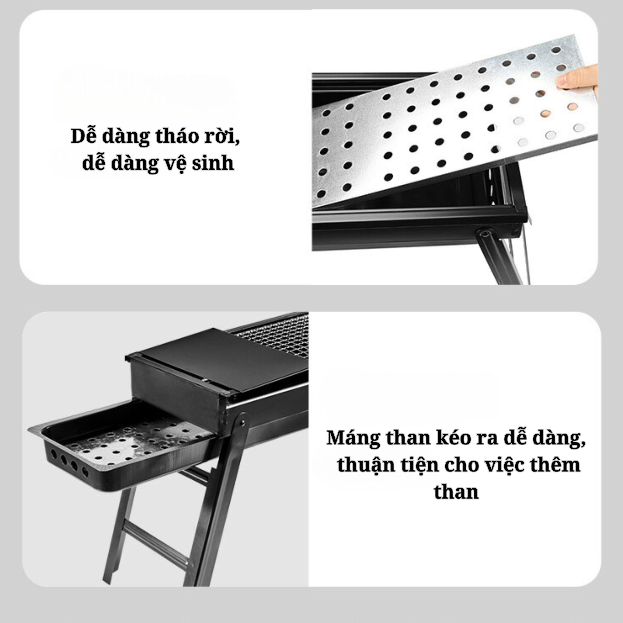 Bếp nướng ngoài trời tặng dụng cụ hỗ trợ,bếp nướng than gỗ, có thể gấp gọn và di động