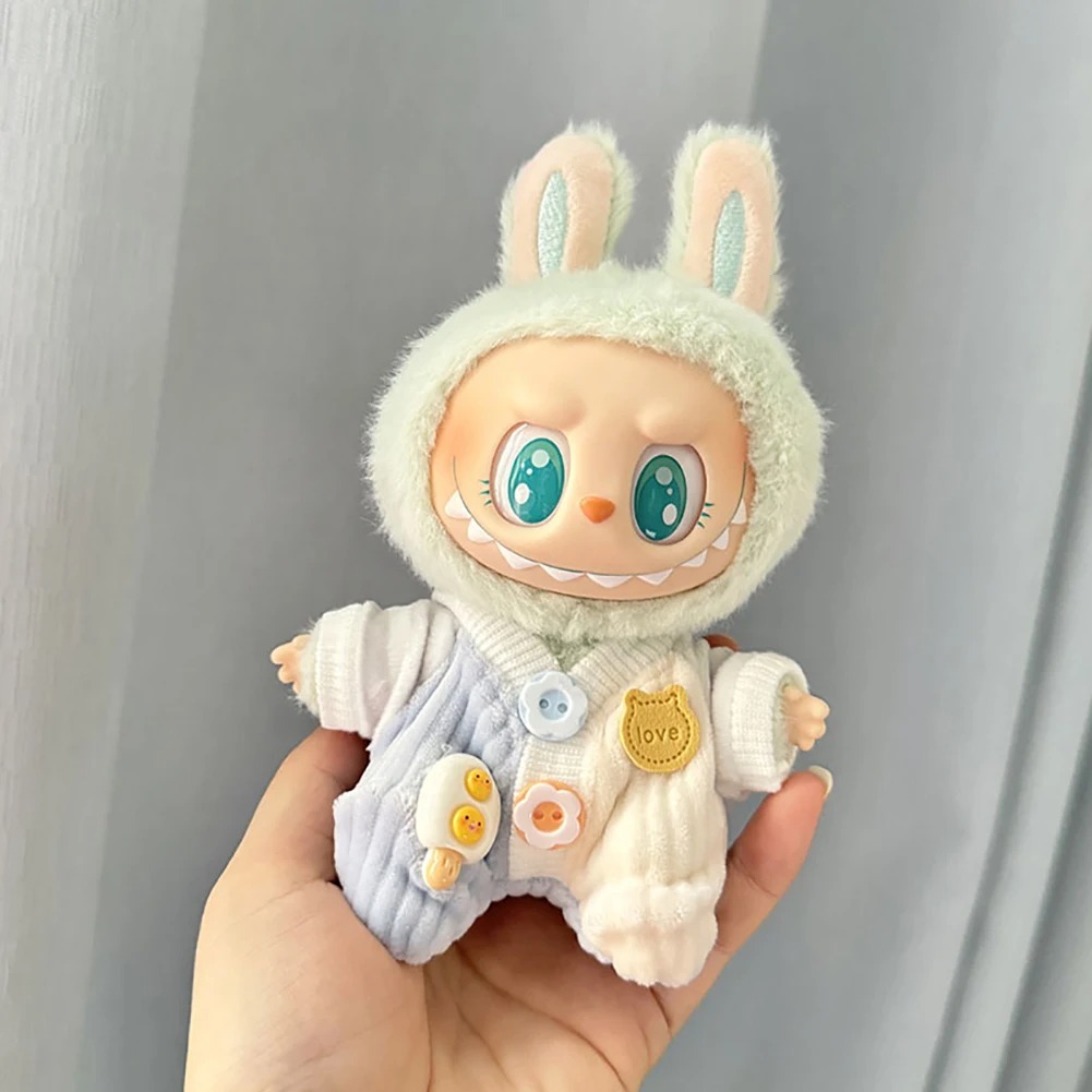 Quần áo Labubu 17cm - Jumpsuit Len Cúc Hoa Dành Cho LBB V2, Thời Trang Cho Búp Bê Xinh