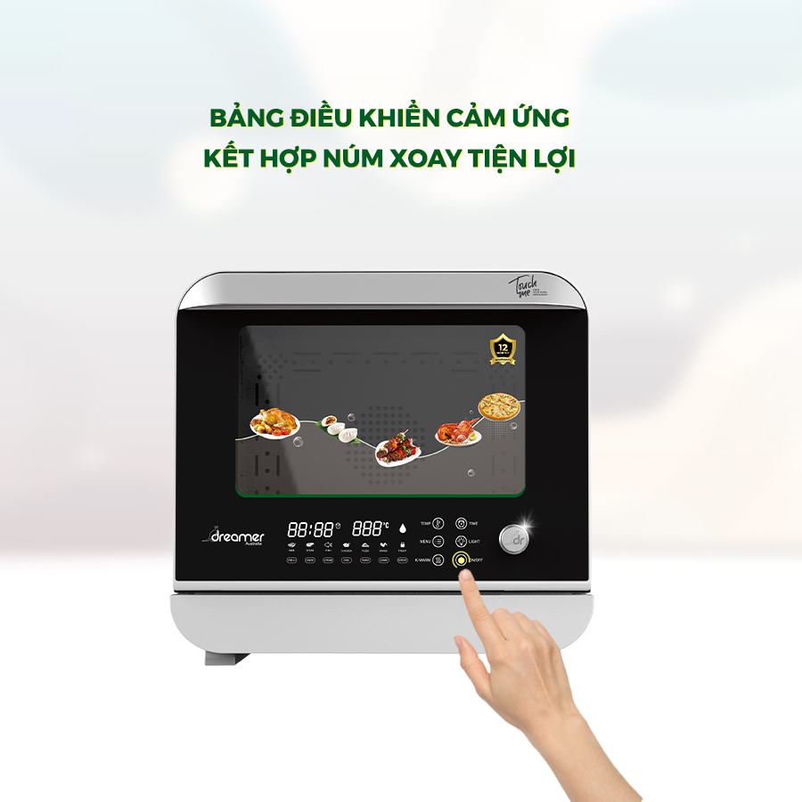 [Hàng Chính Hãng] Lò Chiên Hơi Nước Siêu Nhiệt DKA-SAF118W 18L Kết Hợp Chiên Và Hấp Hơi Nước, 14 Chức Năng Nấu, Màn Hình Cảm Ứng và Núm Xoay Tiện Lợi