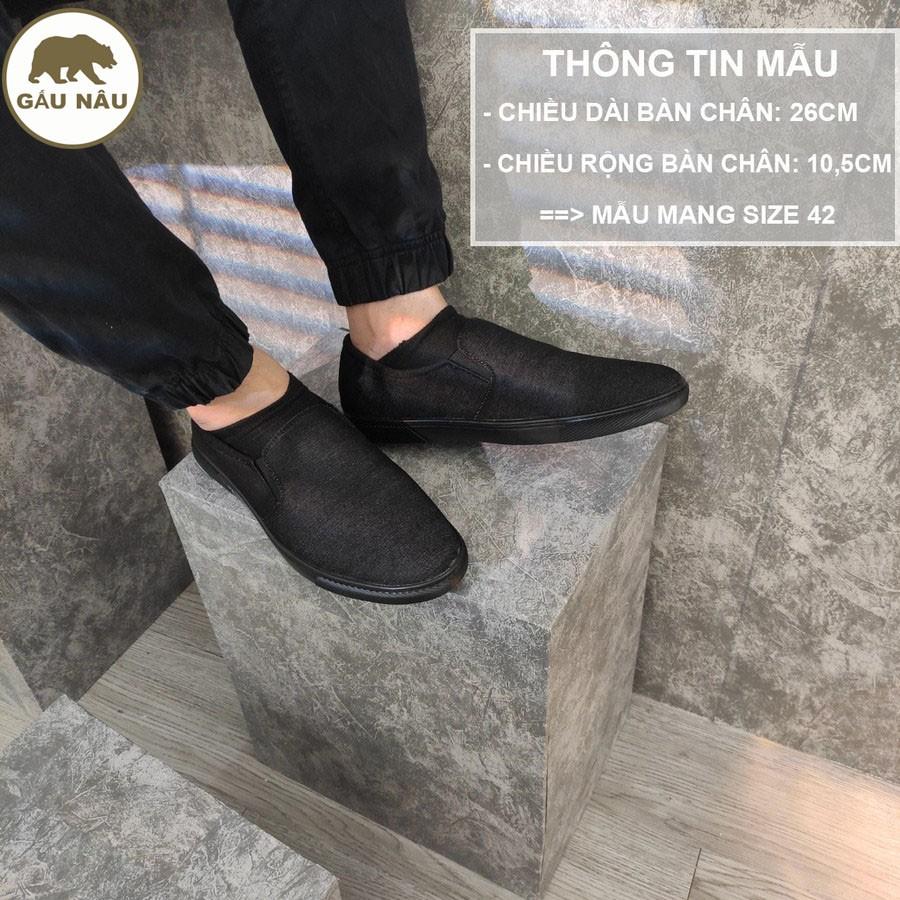 Giày lười nam thân vải siêu tốt đế chống trượt thơi trang GN212 Gấu nâu