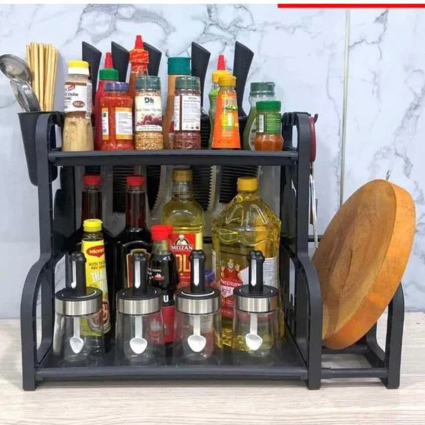 Kệ Gia Vị  2 Tầng Nhà Bếp Đa Năng, Tối Ưu Hoá Không Gian Bếp Nhà Bạn