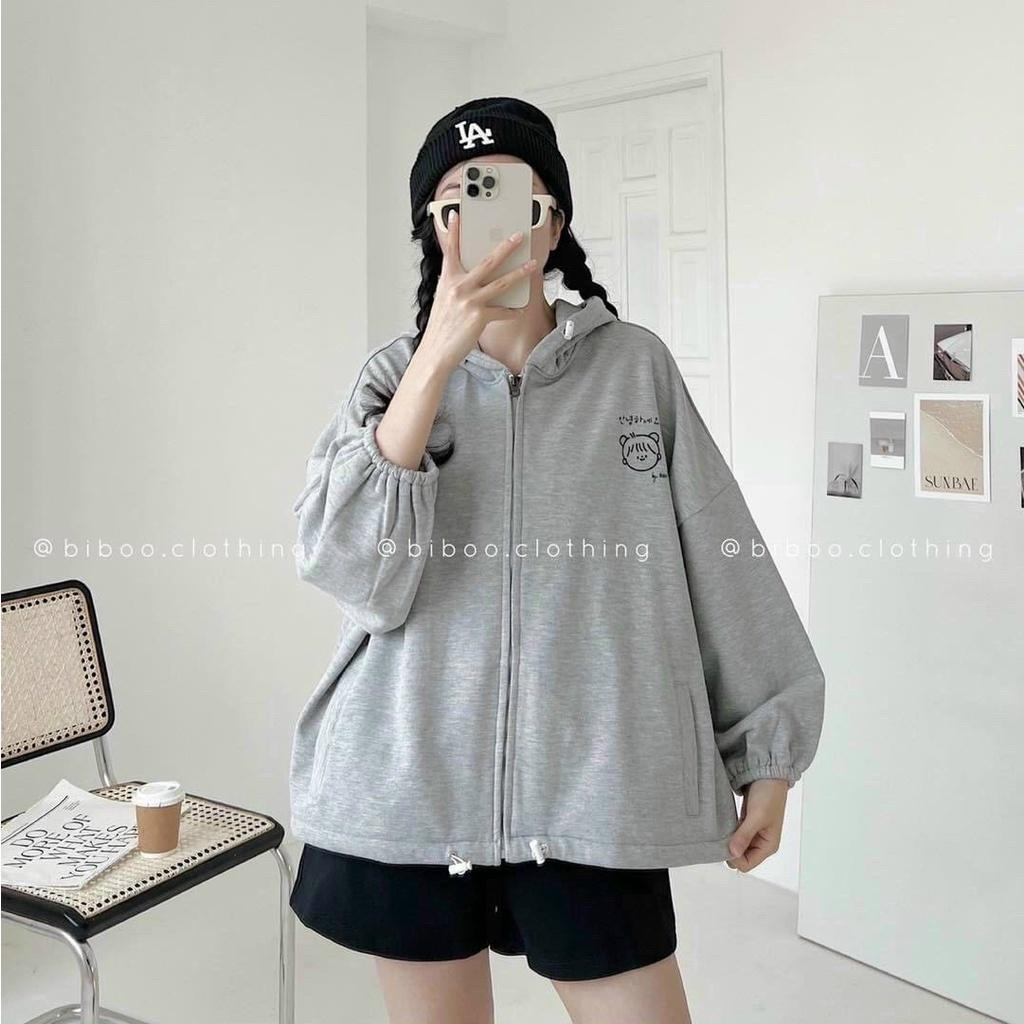 Áo Khoác Nỉ Hoodies Dây Kéo Zip In Hình BABYBOO Chất Vải Nỉ PE Mềm Mịn Siêu Đẹp Tay Bo Chun Mới