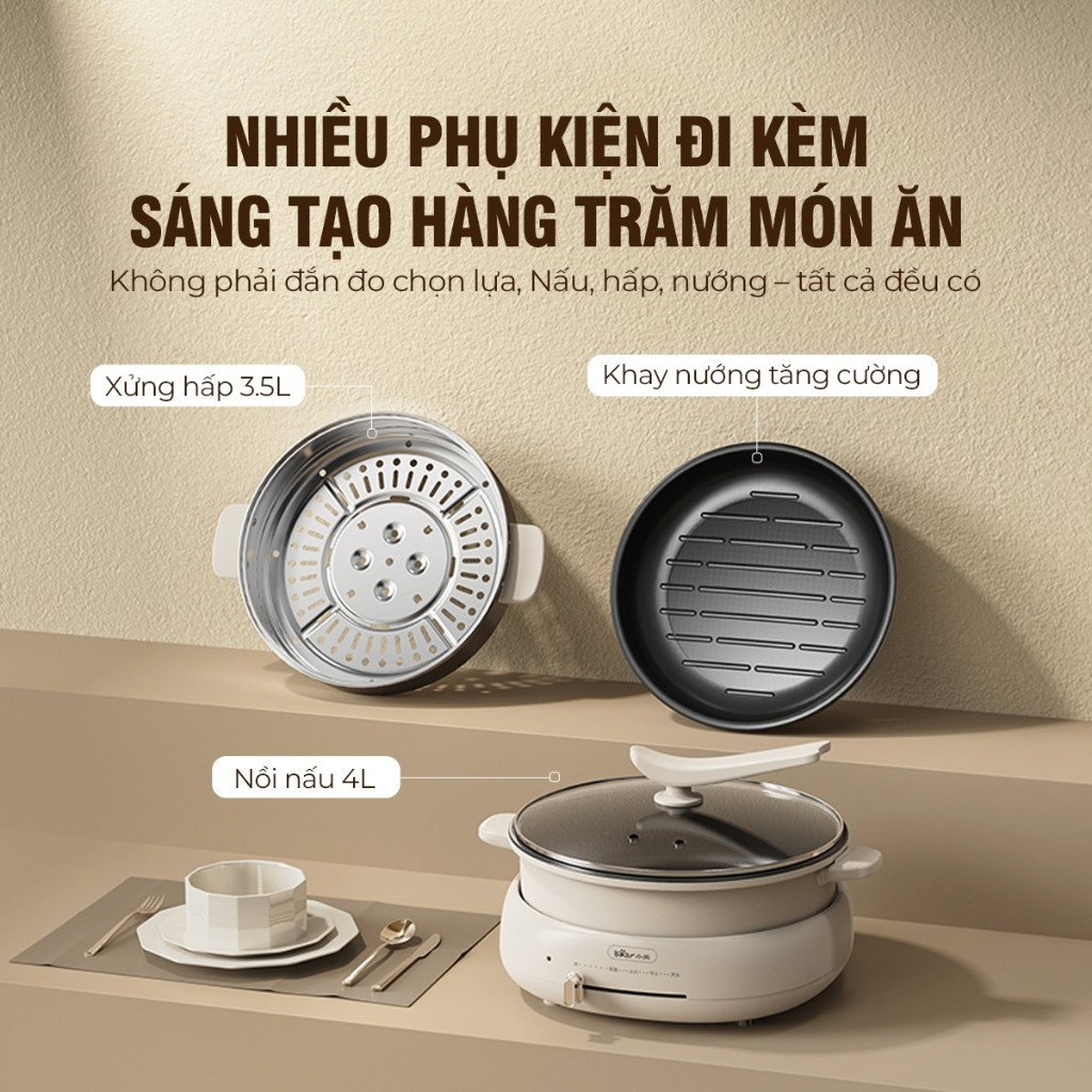 Nồi điện đa năng BEAR DHG-C40V2 (HP-4H40F) - Hàng chính hãng