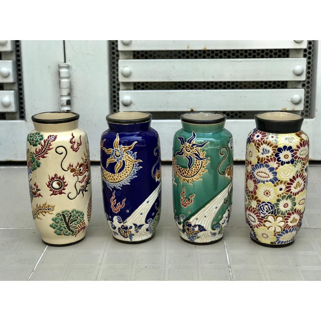 BÌNH HOA BÁCH HOA,RỒNG,PHỤNG THON 29CM GỐM NAM BỘ DECOR TRANG TRÍ, CẤM HOA