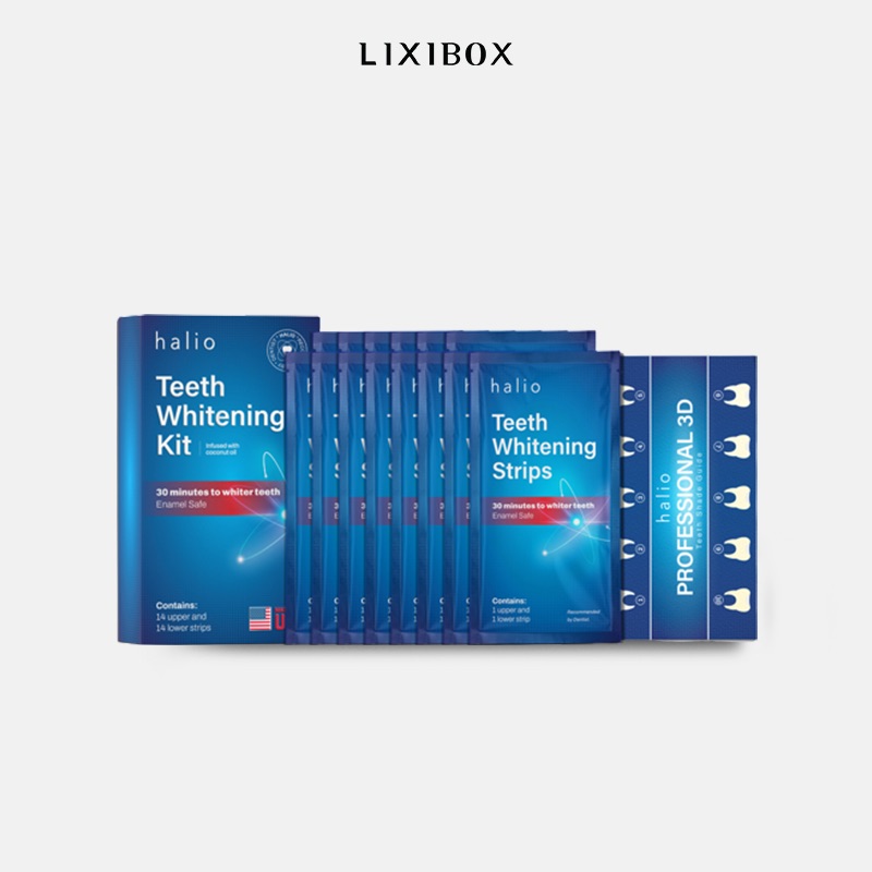 Set 14 Miếng Dán Trắng Răng Halio Teeth Whitening Strip Giảm Ê Buốt - Liệu Trình 7 Ngày