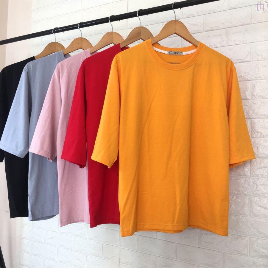 Áo Thun Trơn Nam Nữ Cổ Tròn Vải Cotton Dày Đẹp Mặc Cực Mát