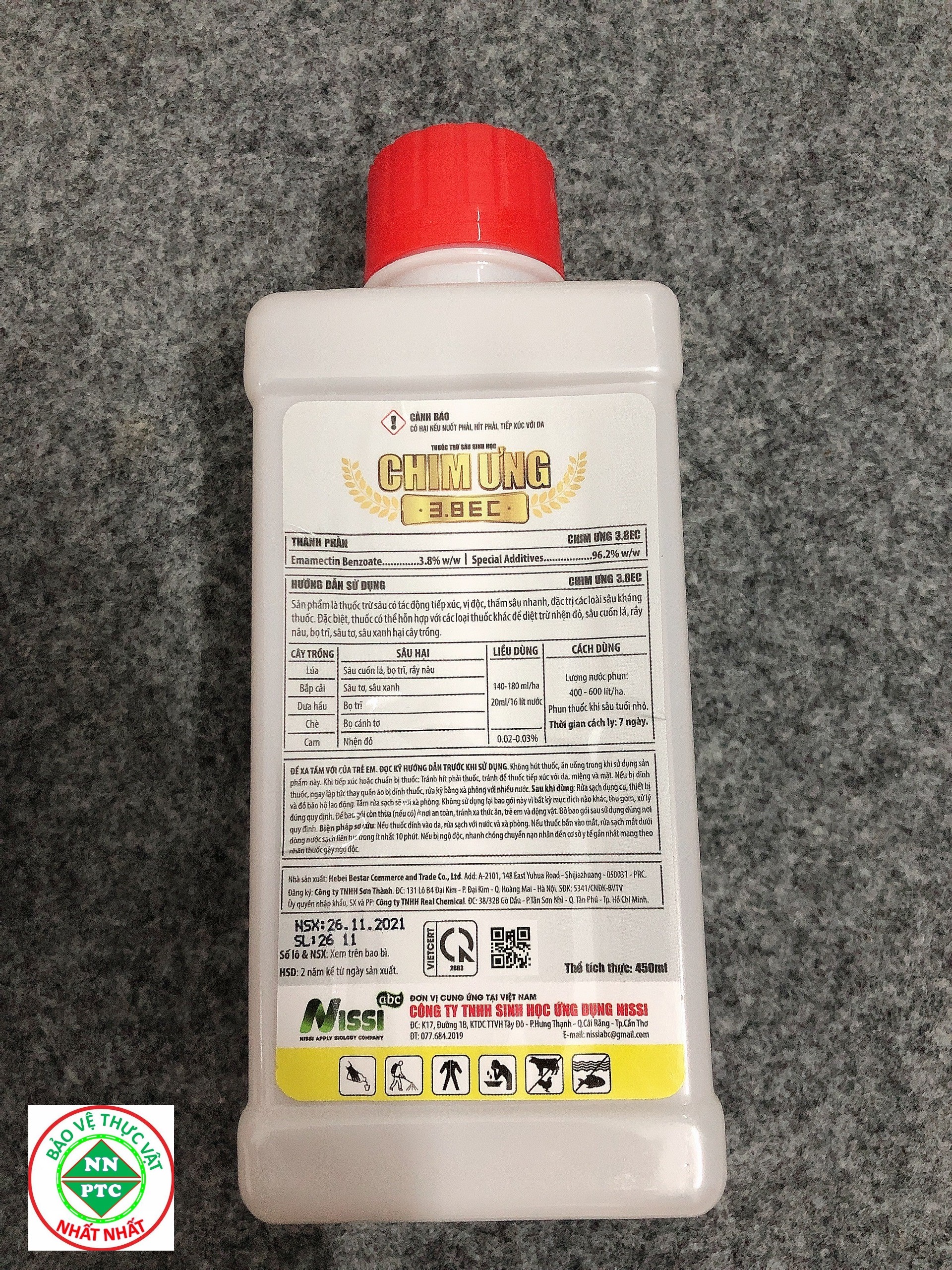 CHIM ƯNG 3.8EC Diệt Sâu Sinh Học Trên Lúa,Bắp Cải,Dưa Hấu,Chè,Cam.