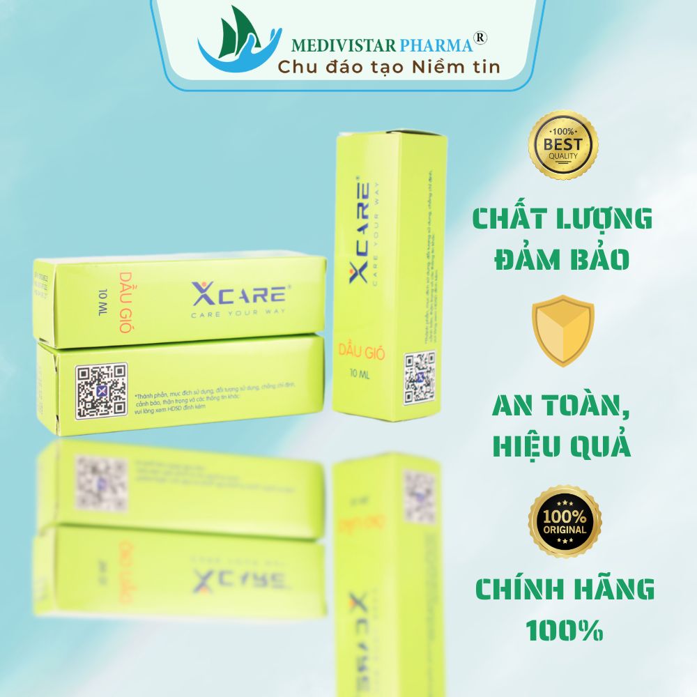 Dầu Gió Xcare MEDIVISTAR PHARMA Hỗ Trợ Khi Cảm Lạnh, Cảm Cúm, Hắt Hơi, Sổ Mũi, Giảm Đau Nhức Xương Khớp, Cơ Bắp, Lọ 10ml