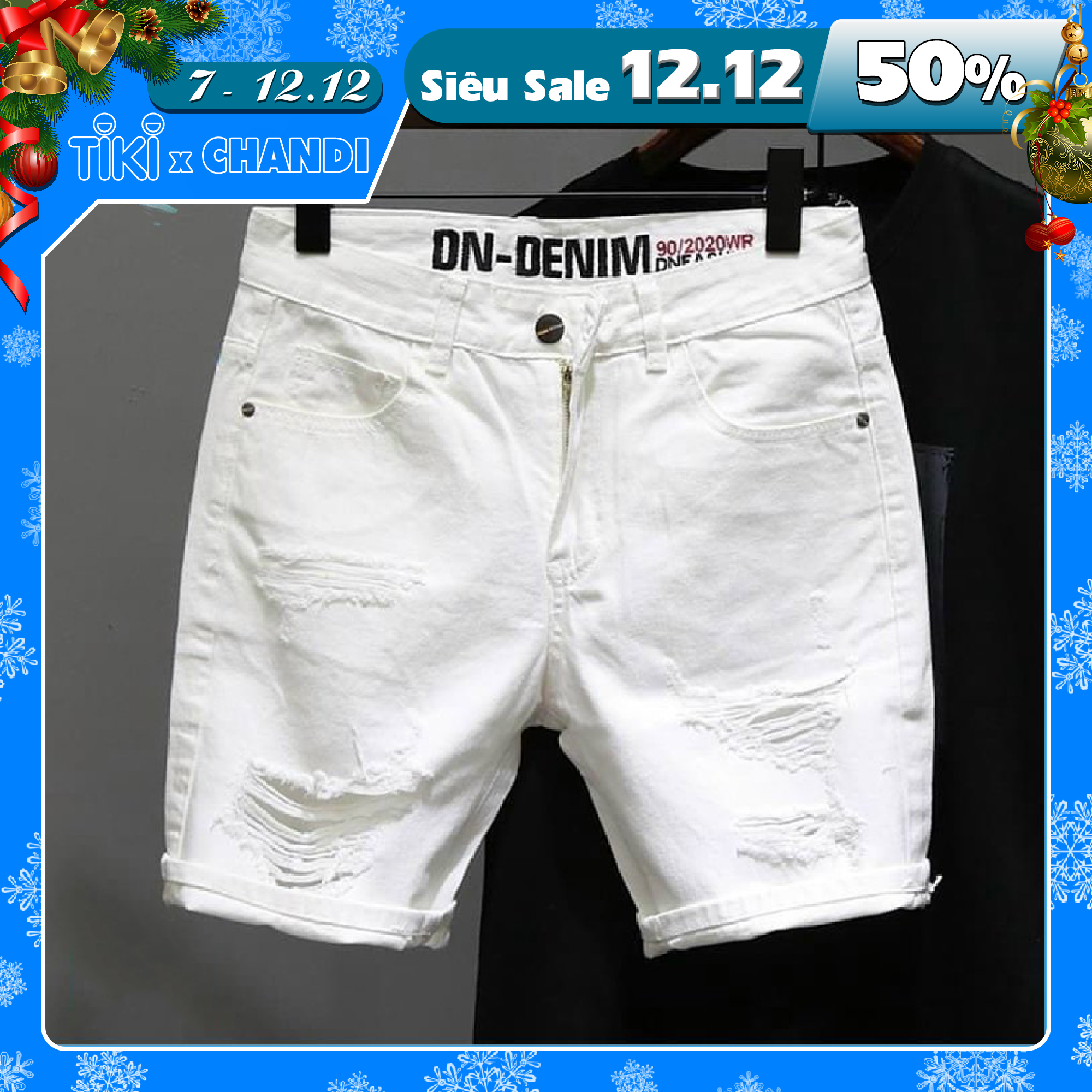 Quần Short Jean Nam co dãn kiểu dáng trẻ trung đơn giản Thương Hiệu Chandi, quần sọt mẫu mới xu hướng QSJN250