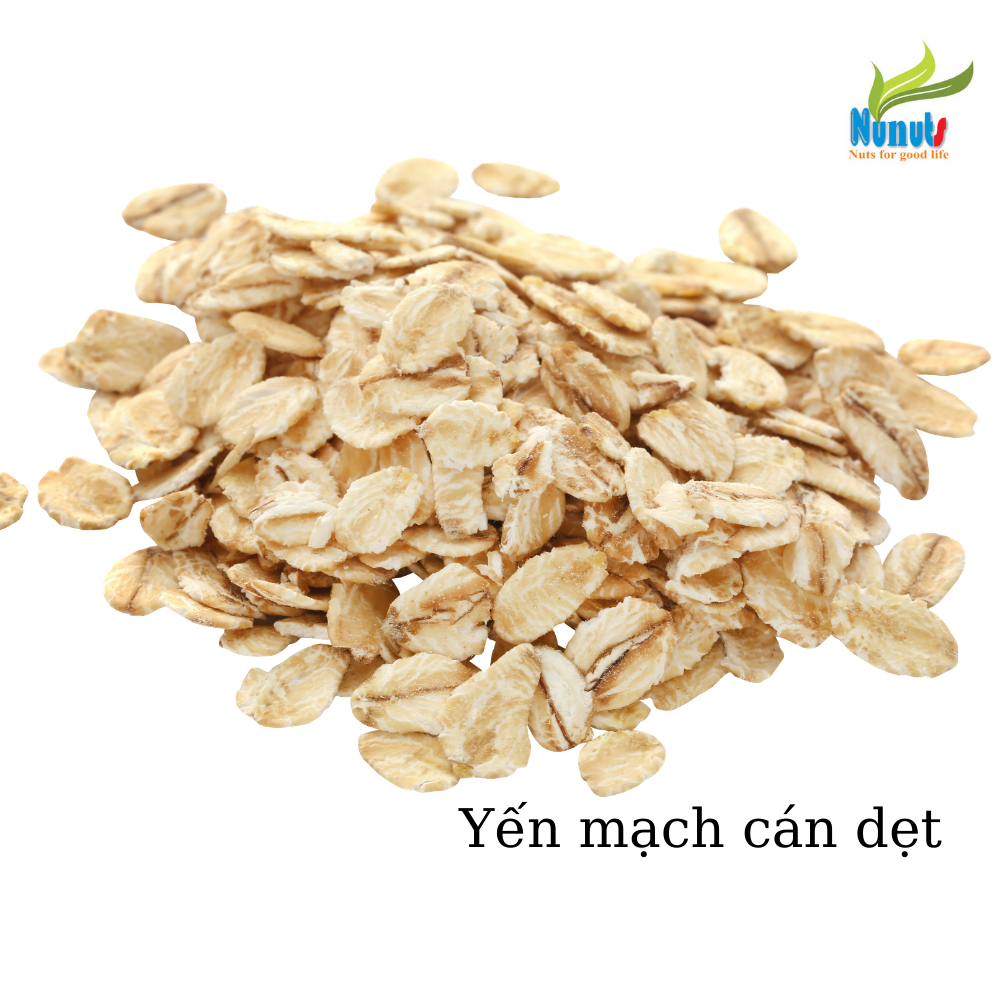 1kg yến mạch cán dẹt Nunuts nguyên cám, hữu cơ, không chất bảo quản, nguyên vị (2 hũ 500g)