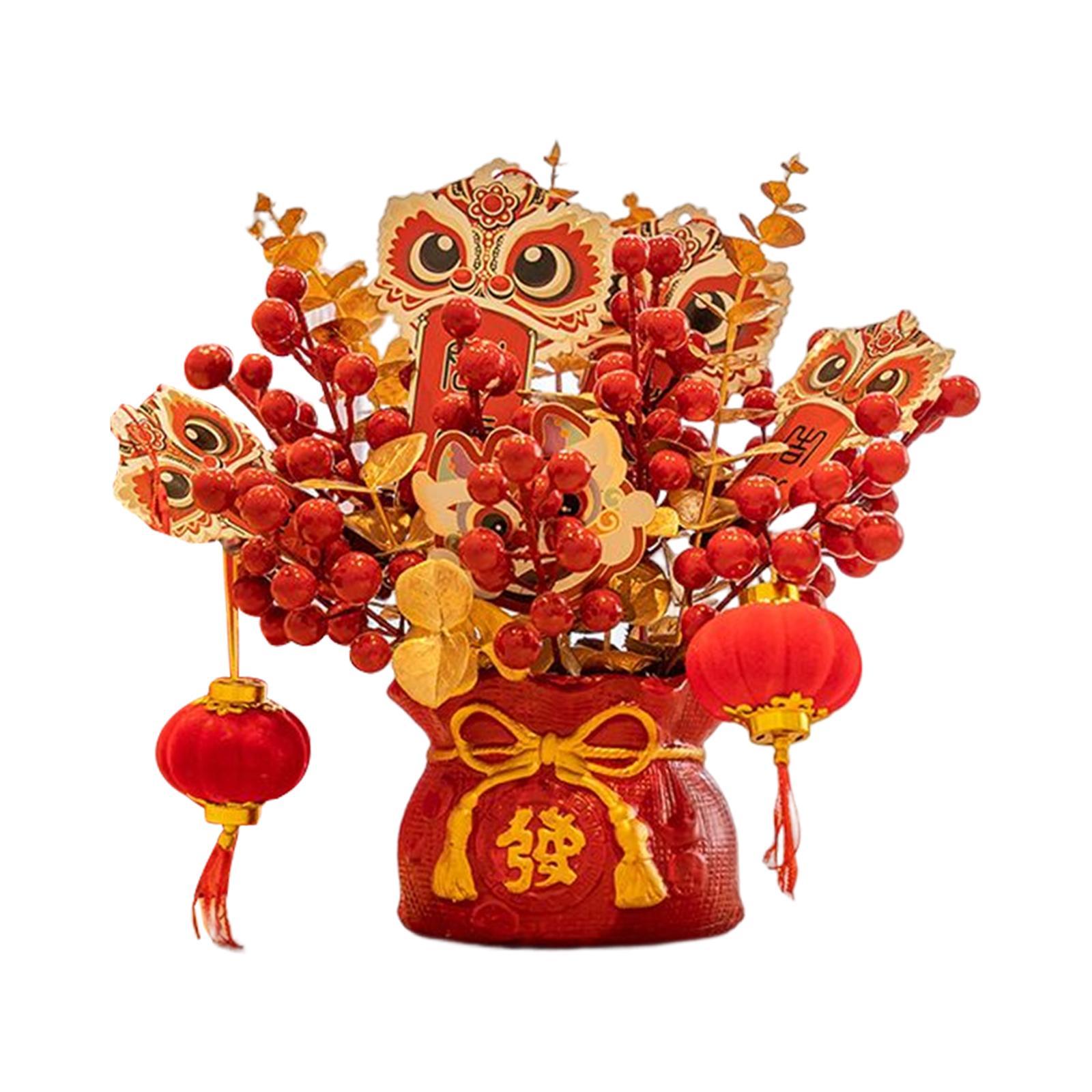 2Pcs Artificial Potted Flower Bonsai Hotel New Year  Indoor
