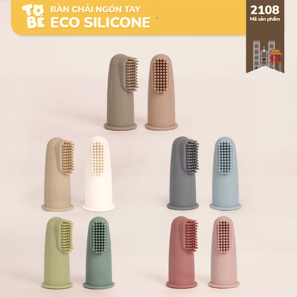 Bàn Chải Ngón Tay Eco Silicone- Hàng nhập khẩu Hàn Quốc, 2 chiếc 1 hộp siêu mềm mại và an toàn cho bé