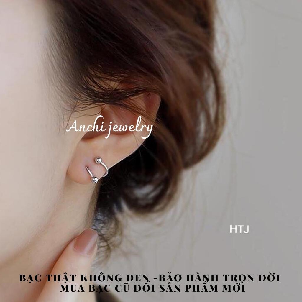 Bông tai vàng tây xoắn lò xo 2 đầu bi zen xoáy đeo được nhiều kiểu hiphop ôm vành cá tính,Anchijewelry