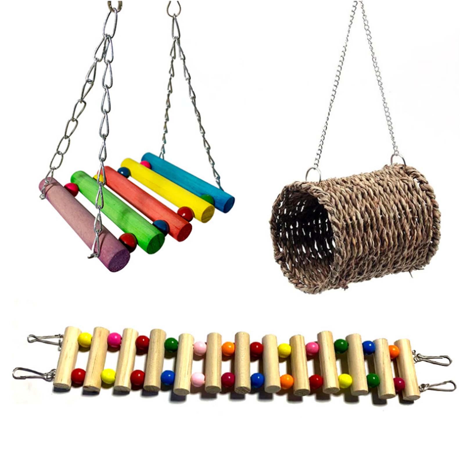 3 cái đồ chơi cho chim, Bậc Thang Gỗ, Lồng Chim Đu quay