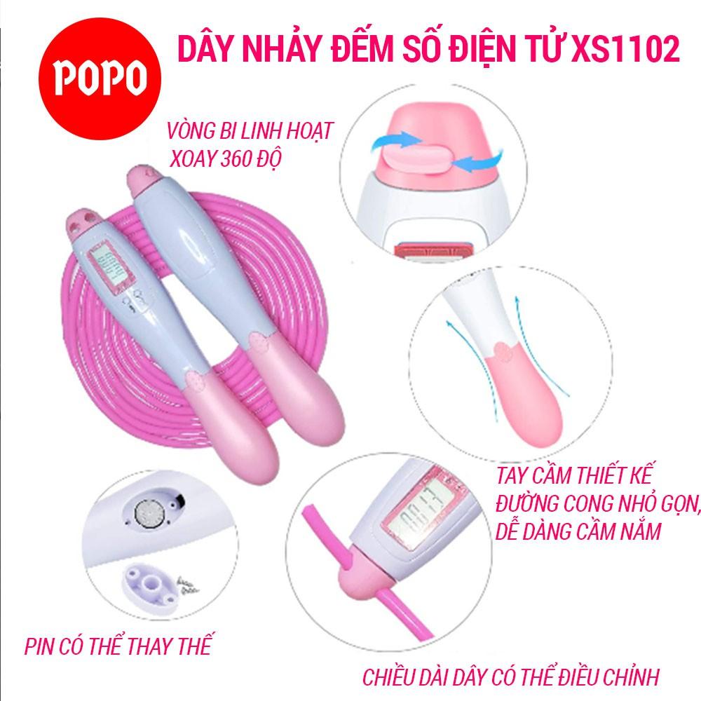 Dây nhảy dây giảm cân, thể dục có đếm số điện tử thiết kế hiện đại vòng bi linh hoạt quay 360 độ chống rối POPO