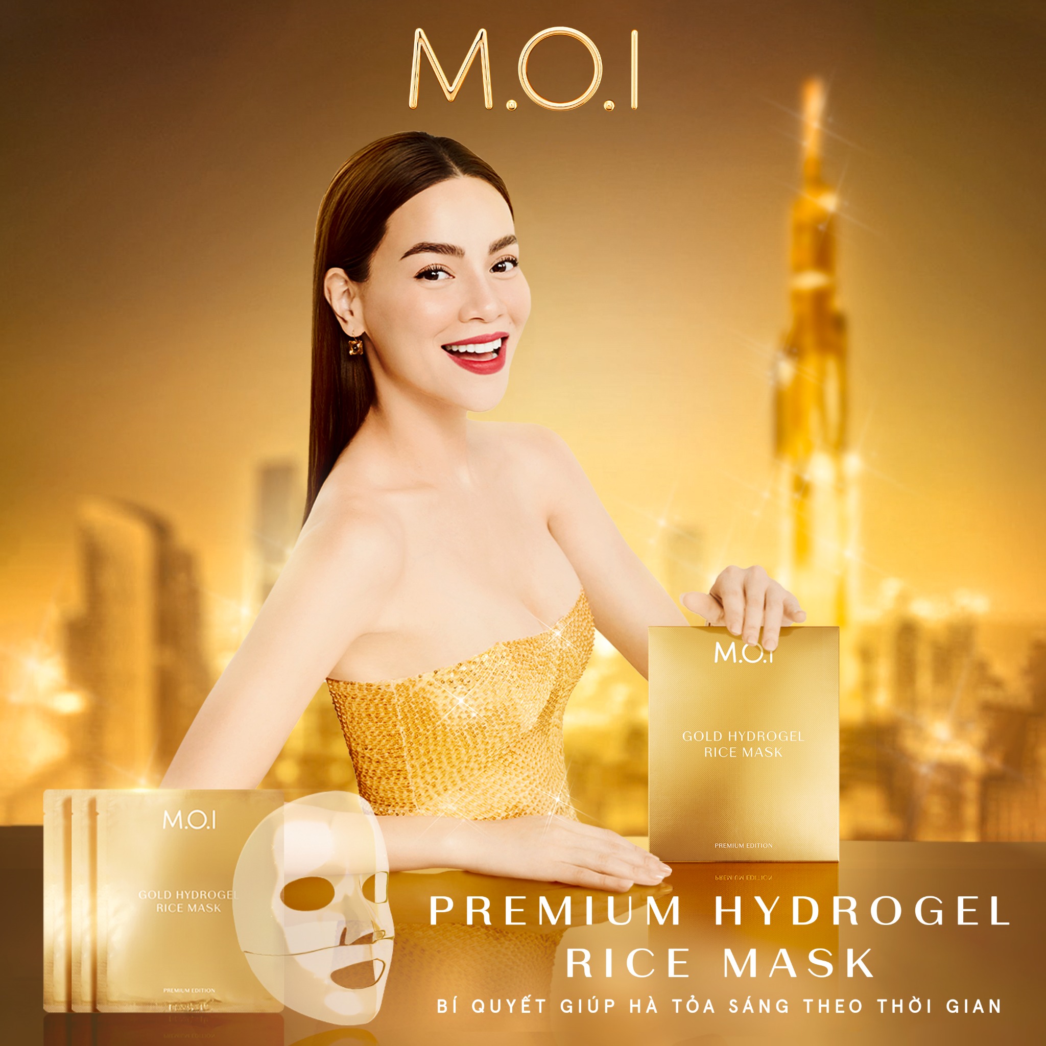 MẶT NẠ GẠO M.O.I HYDROGEL VÀNG PHIÊN BẢN CAO CẤP HỒ NGỌC HÀ