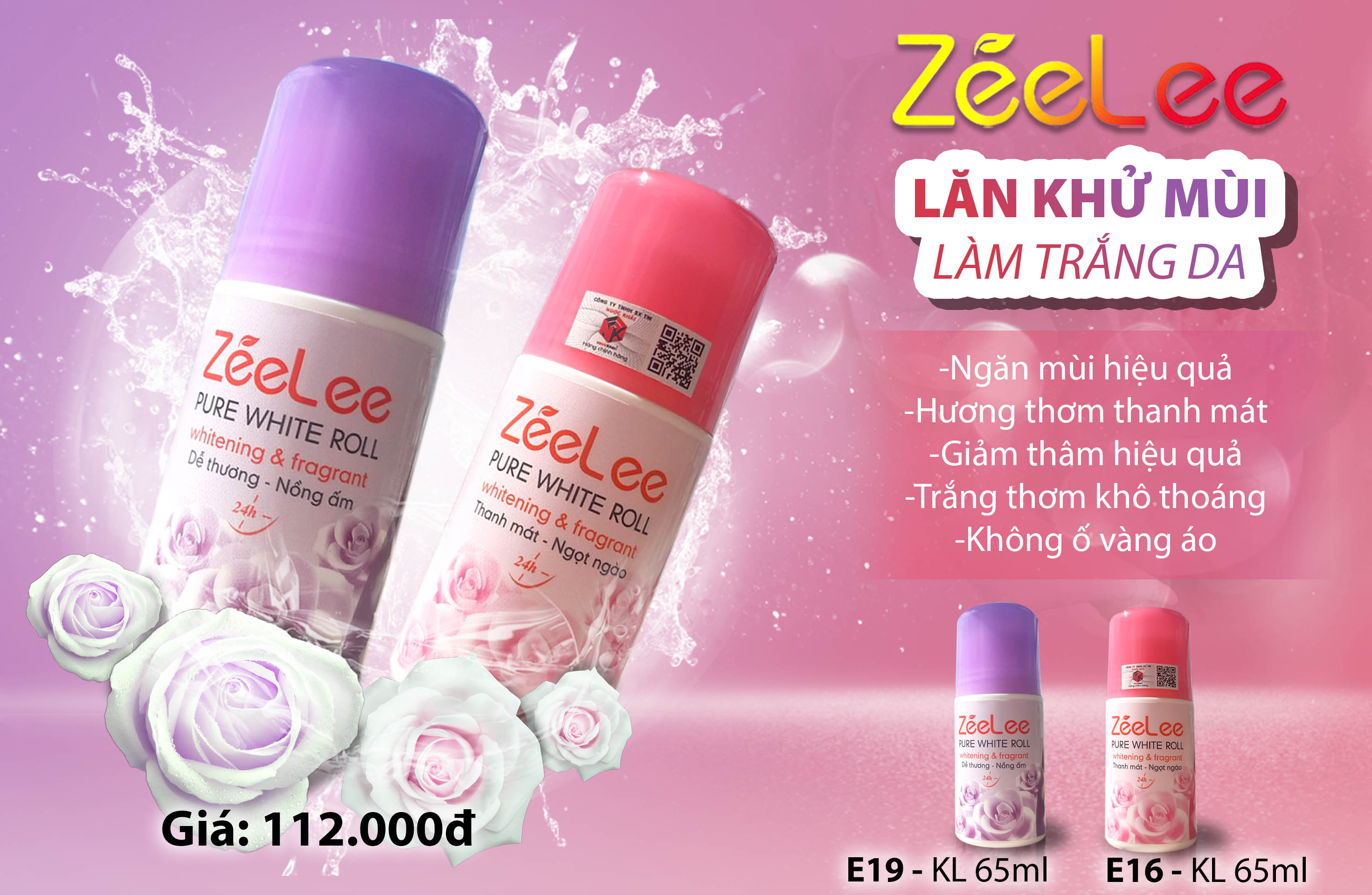 ZEELEE LĂN KHỬ MÙI THANH MÁT NGỌT NGÀO 65ML (MÀU HỒNG)