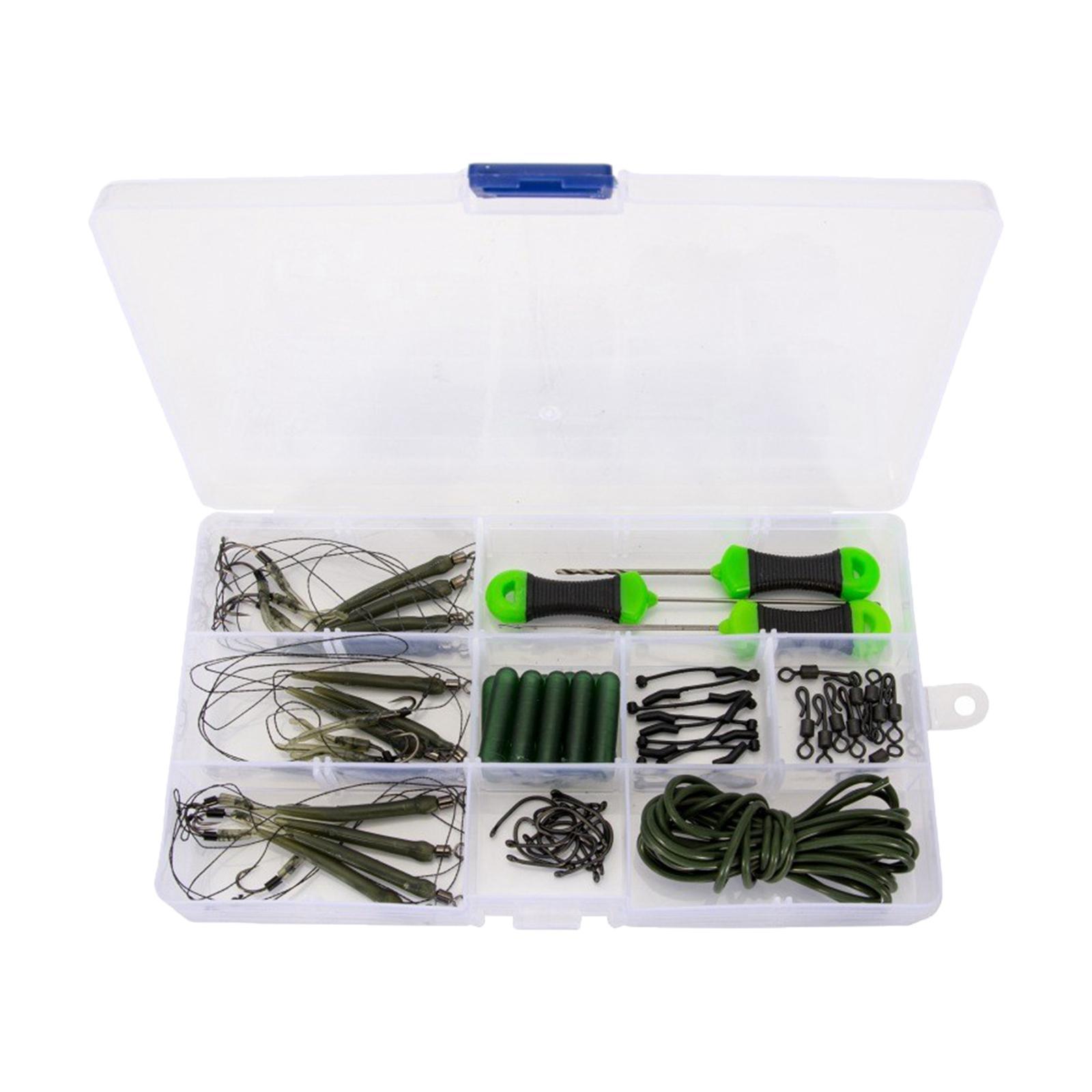 Carp Fishing Accessories Fishing Connectors Rig Tube Hooks Sleeves Carp Fishing Kit with Storage Box