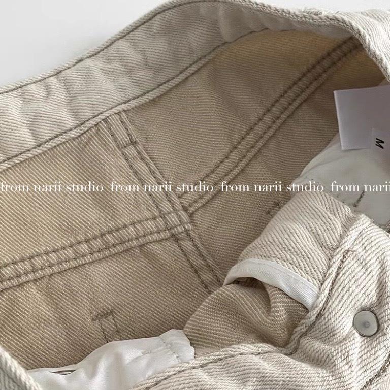 Quần jeans màu be trắng NARII quần jean nữ kaki Hàn Quốc dáng baggy