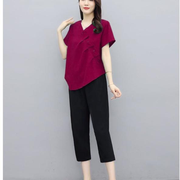 Bộ mặc nhà nữ, chất liệu Đũi mát mẻ, thấm hút mồ hôi, đồ bộ mặc nhà, đồ bộ trung niên nữ NeSa Shop
