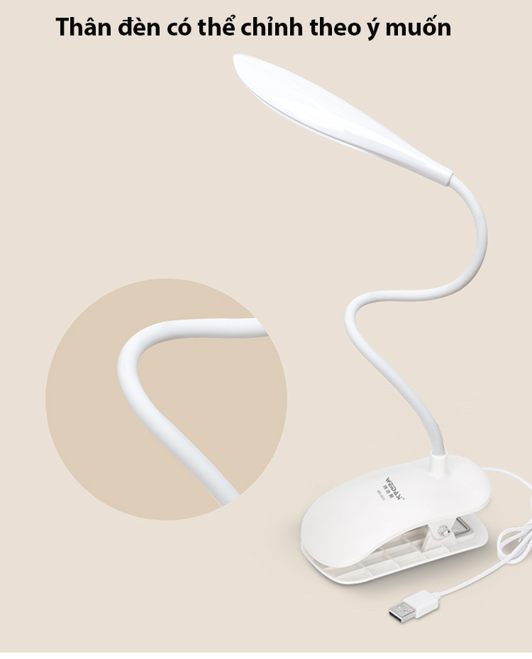 Đèn Bàn Học USB Di Động Cao Cấp Kẹp Bàn – Bảo Vệ Mắt Chống Cận KitAcoom Hàng Chính Hãng Cao Cấp