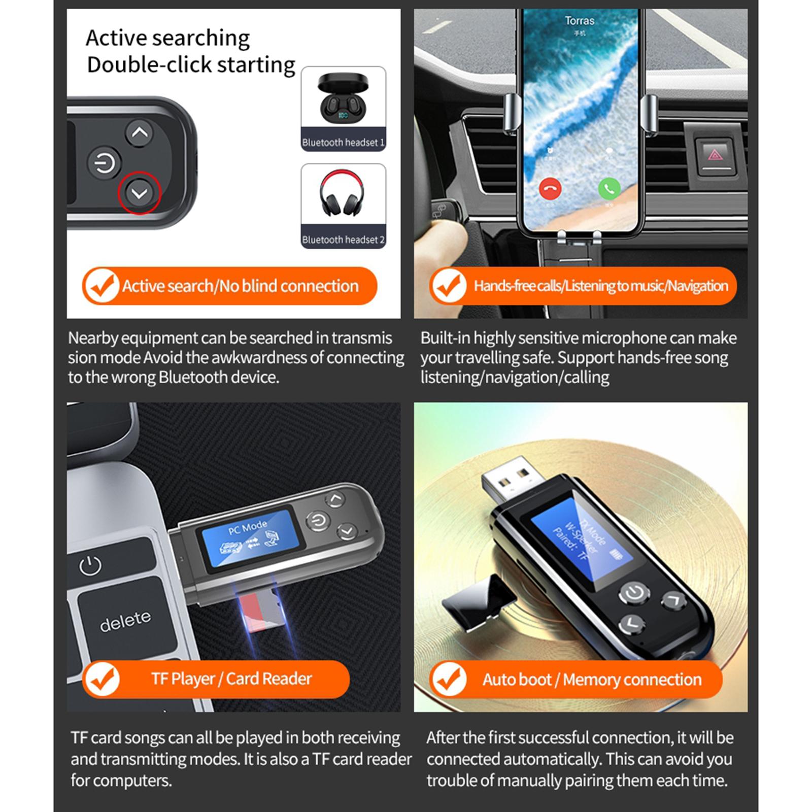 Bluetooth Transmitter for TV,Bluetooth Adapter Receiver with LCD Display,USB Bluetooth Transmitter for TV Car PC
