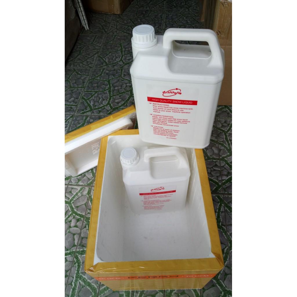 Combo Dung dịch tuyết, nước tuyết, thùng xốp 2 can nguyên liệu tạo tuyết 10 lit