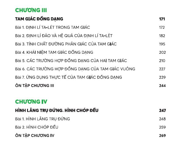 Mục lục sách Làm chủ Toán 8 - Phần hình học (Tiếp theo)