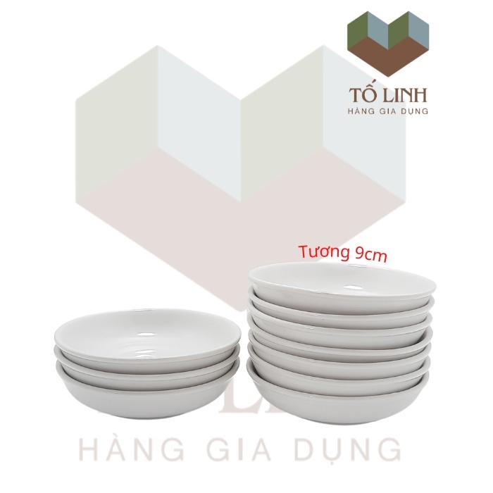 Combo 10 đĩa tương sứ trắng,,Set 10 dĩa tương sứ trắng