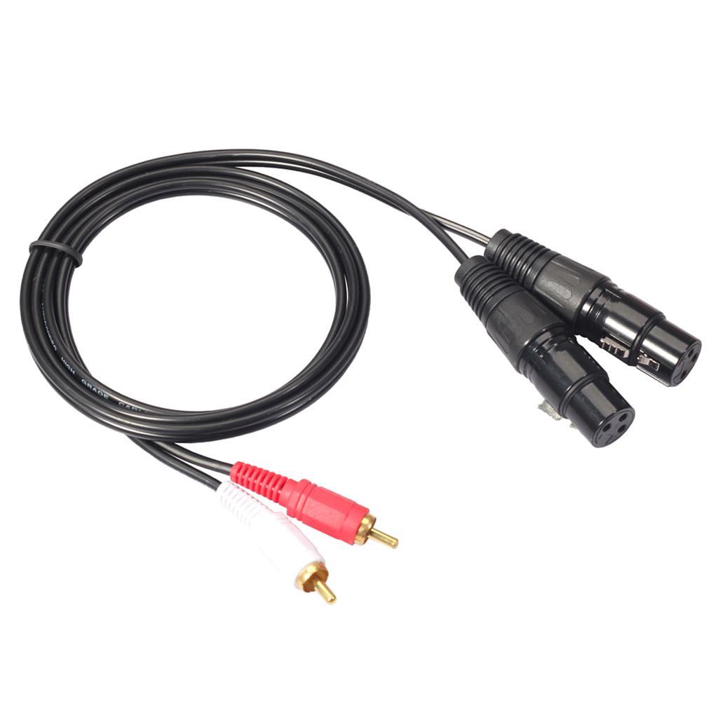 2x RCA XLR Plug Cable Adaptor, XLR to RCA Cable, 2 RCA Male to 2 XLR Female