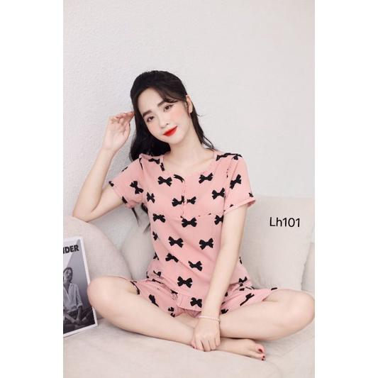 Quần áo mặc nhà cổ vuông lụa hàn mát đẹp