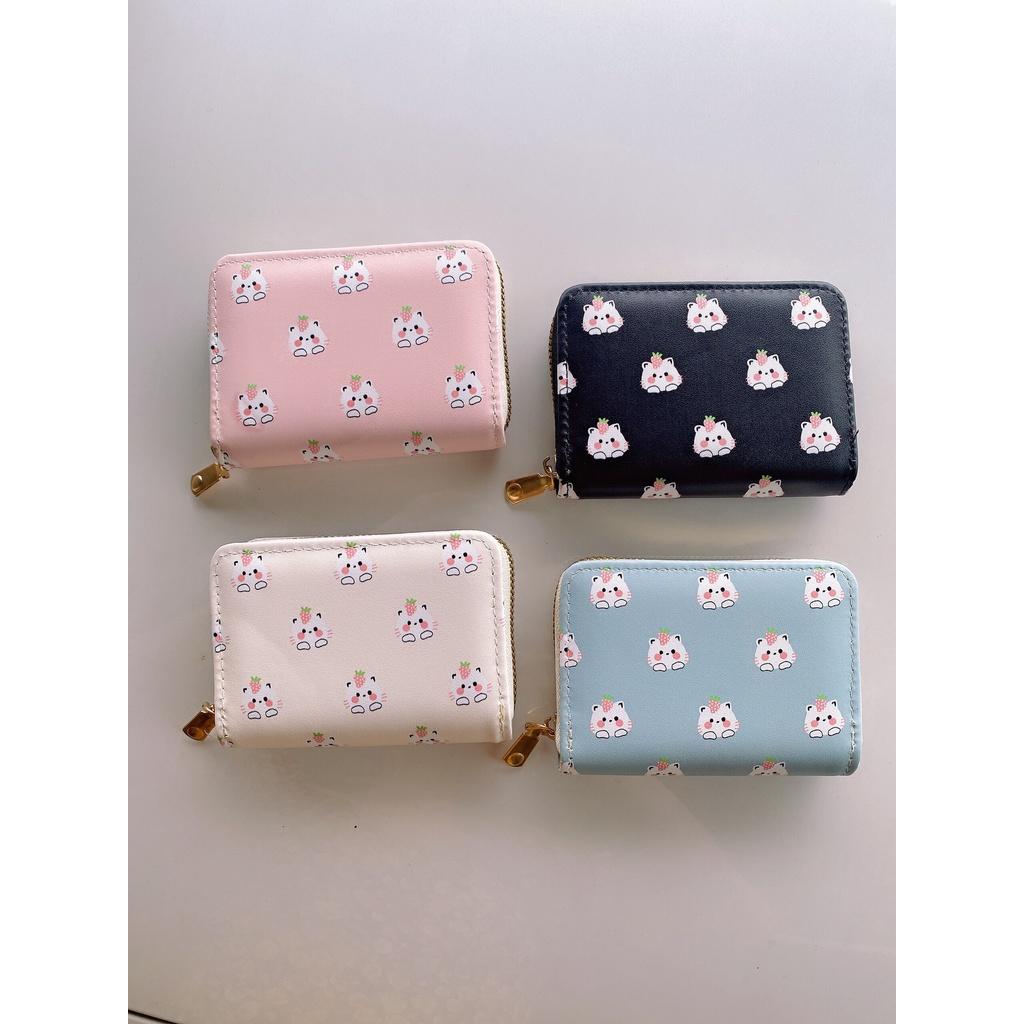 Ví Da Mini Cầm Tay 10 Ngăn Họa Tiết thỏ cà rốt Ngộ Nghĩnh Bóp Nữ Da PU Cute Hot Trend