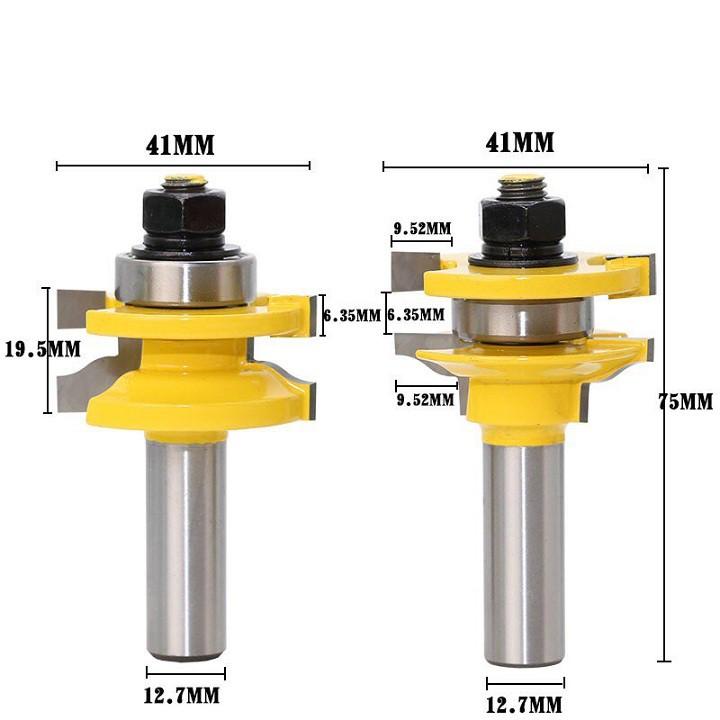 Bộ mũi dao phay gỗ ghép mộng cửa bếp cốt 12ly7