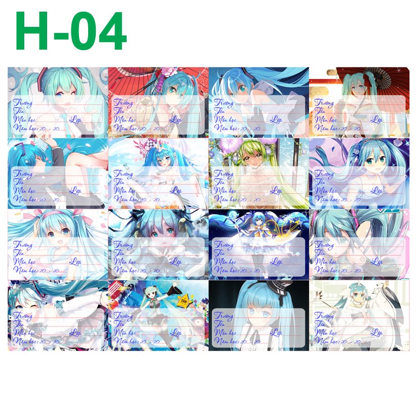 Nhãn vở set 64 nhãn vở Hatsune Miku