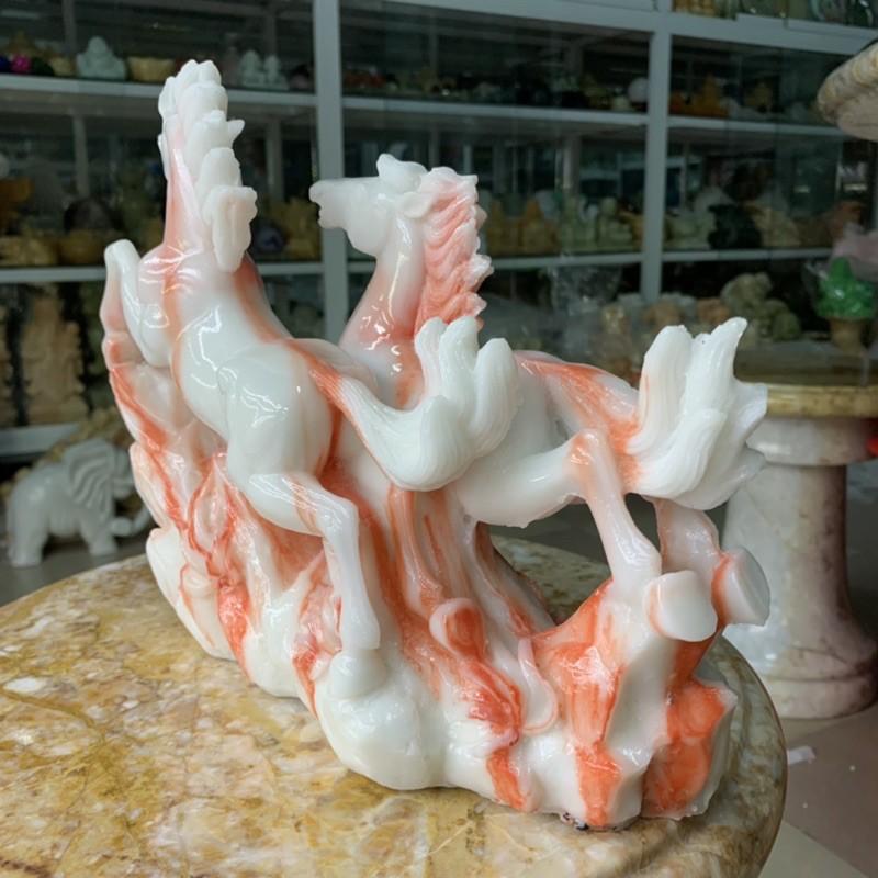 Tượng Song Mã Đá Đúc - ngang 30cm