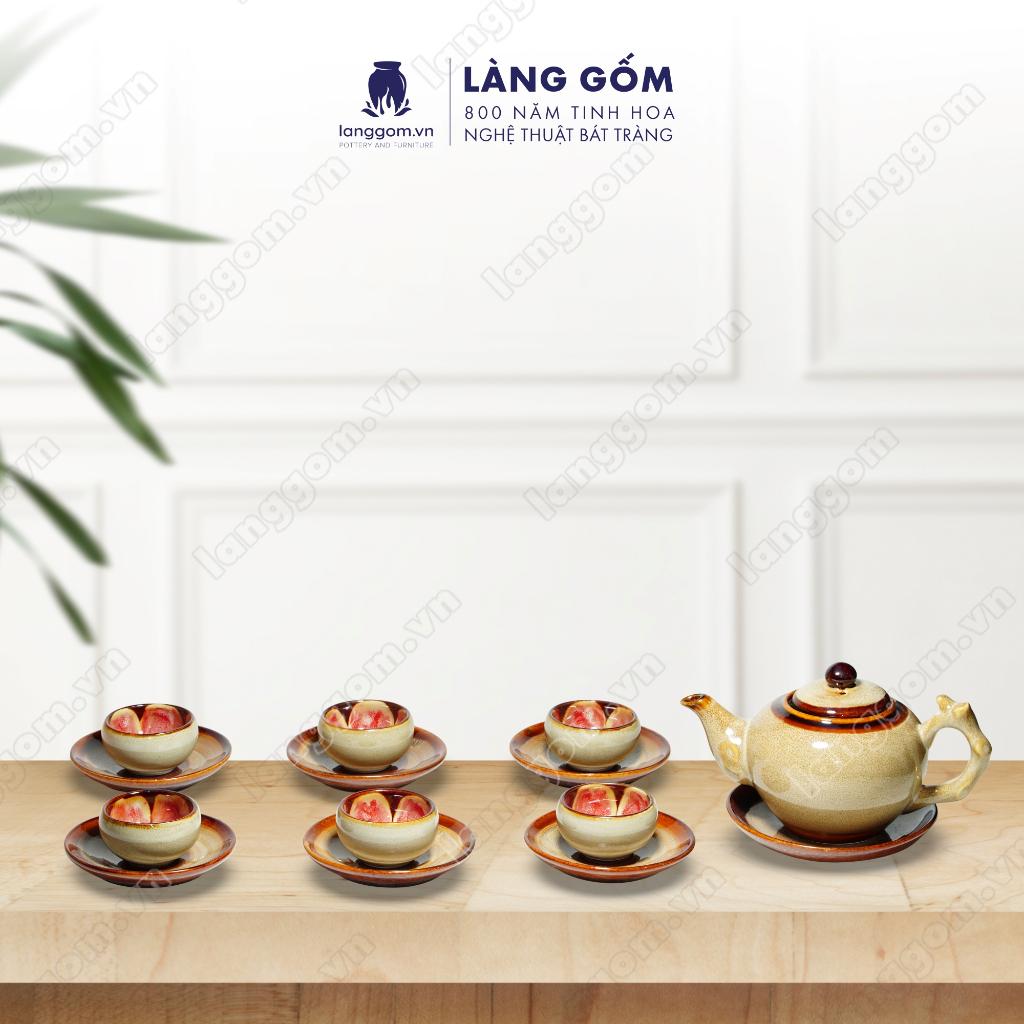 Bộ ấm chén Men hỏa biến Gốc cây - Gốm sứ Bát Tràng - Làng Gốm