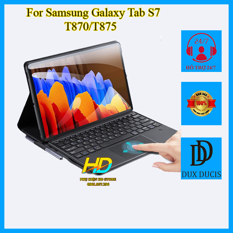 Bao Da Kèm Bàn Phím Chính Hãng Dành Cho Samsung Tab S7 11 inch T870/T875 Chính Hãng Dux Duics Có Bàn Di Chuột TrackPad - Hàng Nhập Khẩu