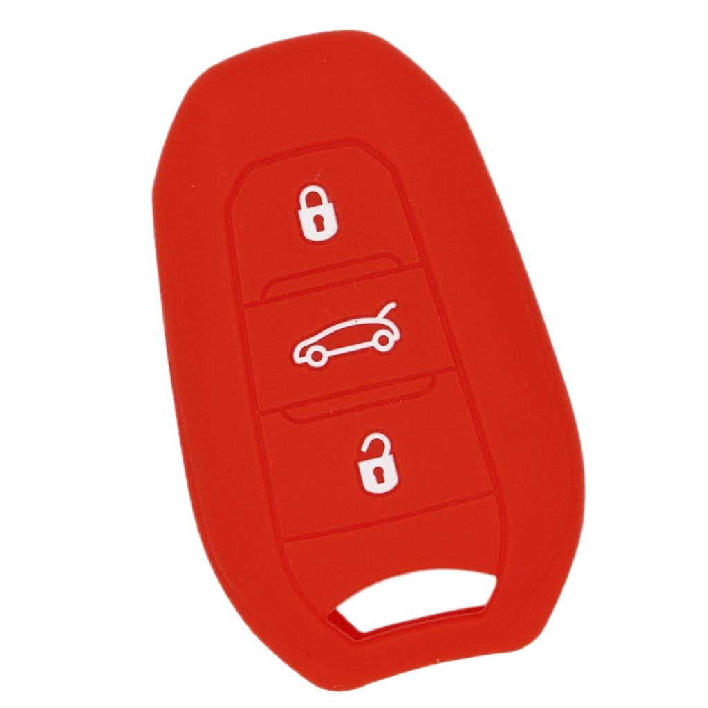 Silicone Car Key Case Cover Fit for AUDI Smart 3 Buttons Remote Key Fob Protective Case Shell Red