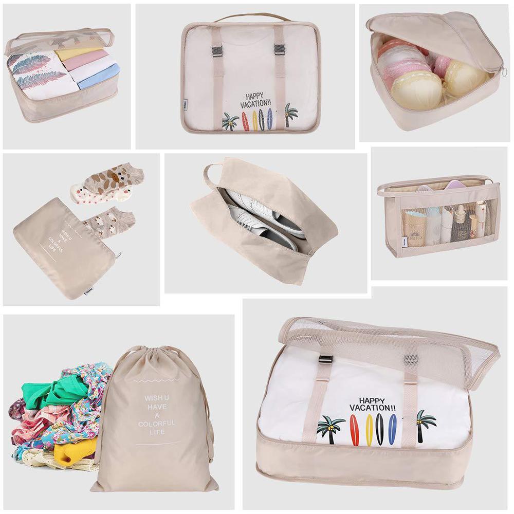 Set 8 Túi Du Lịch Chất Liệu Polyester Di Động