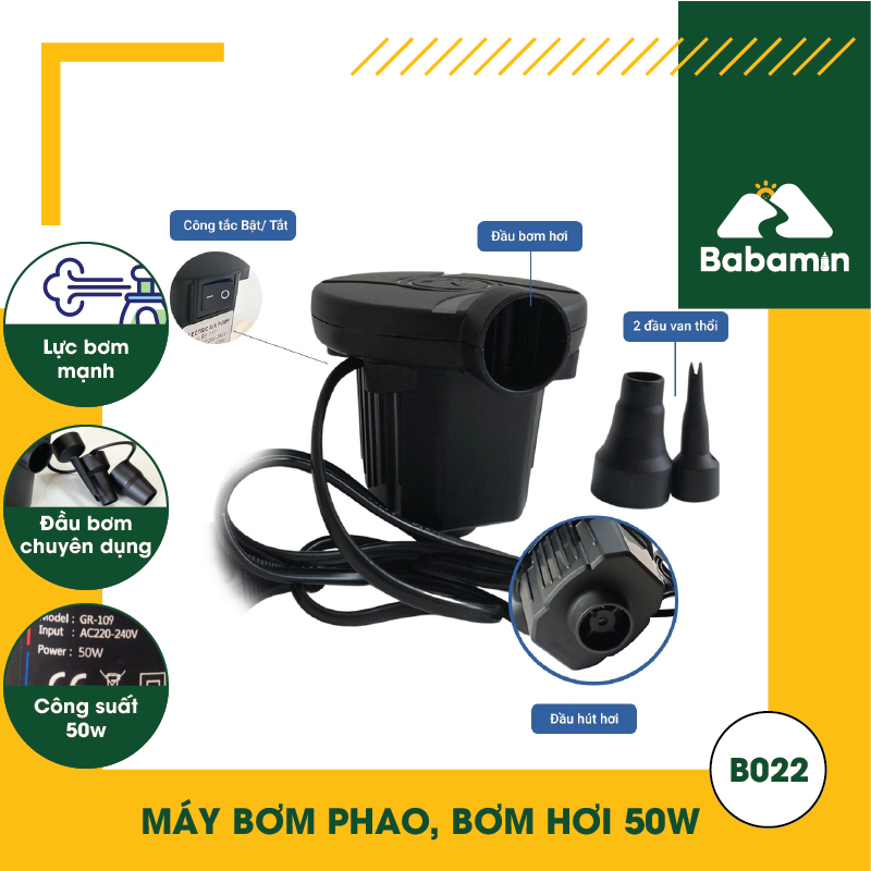 Máy Bơm Phao, Bơm Hơi 50W, 03 Đầu Bơm Chuyên Dụng - Babamin - B022