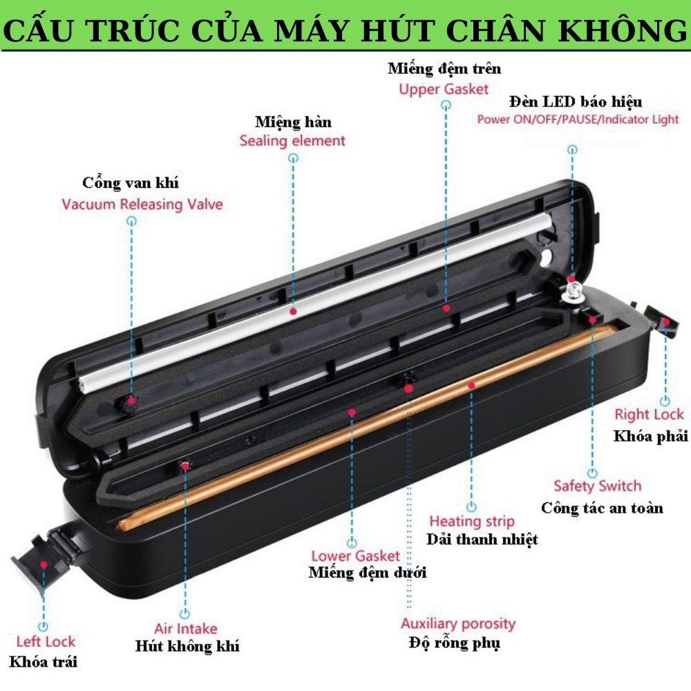 Máy Hút Chân Không Thực Phẩm Không Kén Túi Kèm Hàn Miệng Túi Vacuum Sealer Mẹ Gạo( TẶNG 10 túi hút )