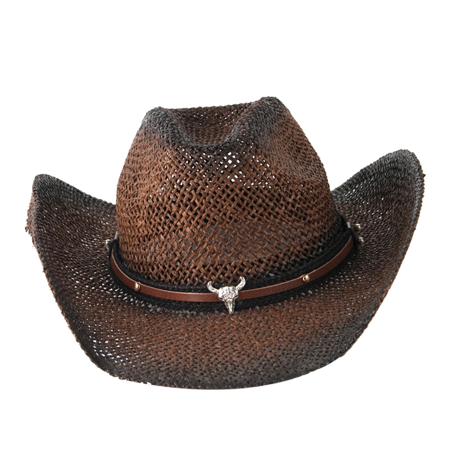 Straw Cowboy Hat Roll up Brim Cowboy Hat for festival Sun Protection