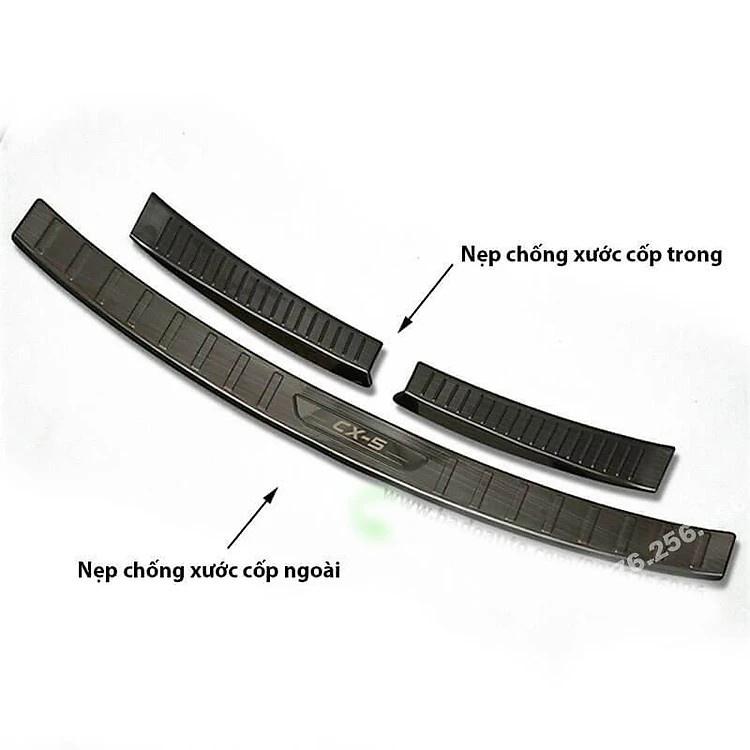 Ốp chống trầy cốp Trong, Ngoài MAZDA CX-5 Đời 2019-2023 thép không gỉ vân titan bảo vệ xe chống va đập