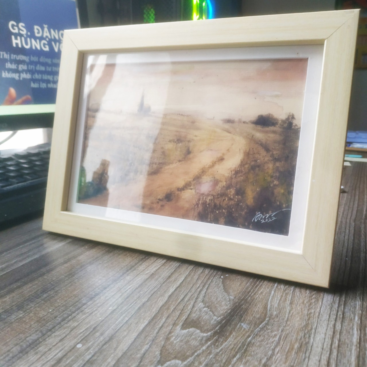 Tranh phong thuỷ - tranh để bàn - tranh vẽ tay mầu nước