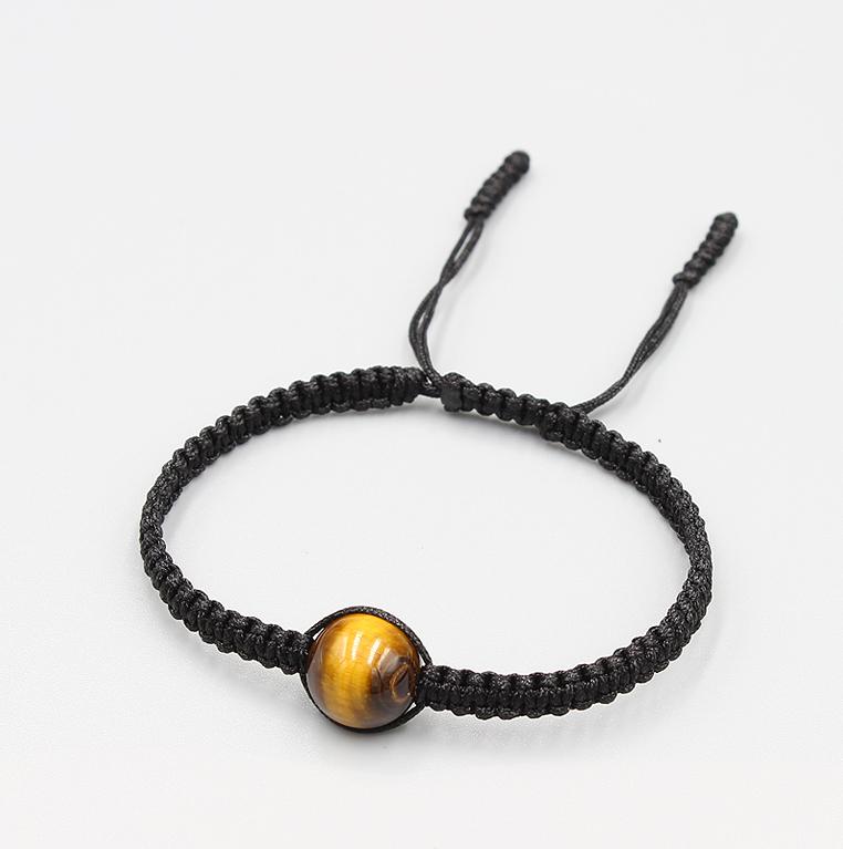 Vòng Tay Thắt Dây Thủ Công Phối Đá Mắt Hổ Vàng Đen Tự Nhiên  10mm